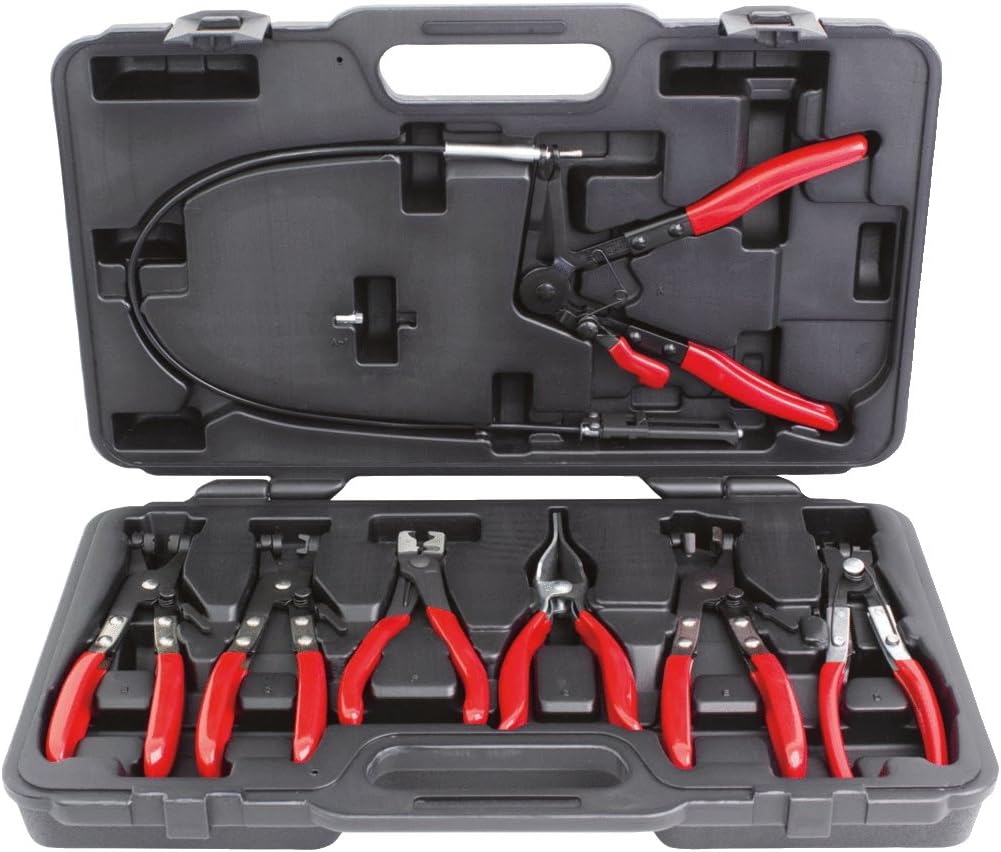 KS Tools 115.1055 Hose Clamp Plier Set (7 Pieces), Rot
