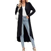 POGTMM Women's Casual Long Open Front Drape Lightweight Duster High Low Hem Long Sleeve Maxi Cardigan with Pockets(S-3XL)