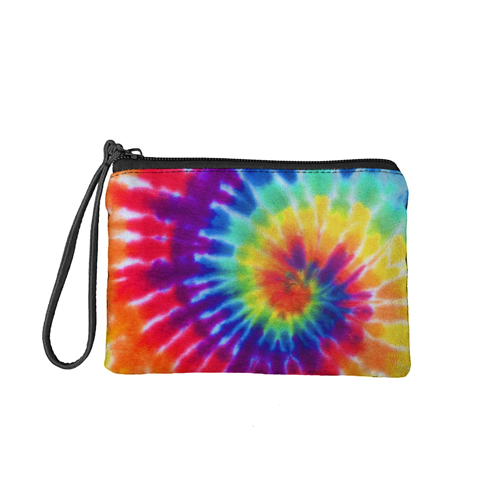 Jeiento Rainbow Tie Dye Cosmetic Case Waterproof Makeup Bag Toiletry Kit Clutch Tote Bag Small Coin Purse for Women Men Multi-Functional