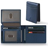 GNDR Wallet For Men RFID Blocking Leather Blue Wallets Bifold Carbon Fiber Front Pocket Card Holder Mens Accessories With Gift Box