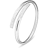 Aliyoham Adjustable Cuff Bracelet for Women, Silver Bangles with Cross Over Design, Modern Bracelet Jewelry Gift