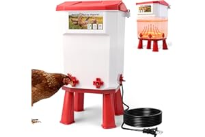 GIFANK Heated Chicken Waterer Chicken Water with Heater for Winter with 4 Horizontal Nipples and Detachable Legs,3 Adjustable Heights,Poultry Drinker for Chicks, Ducks and Quail Polypropylene 3 Gallon
