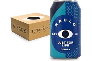 BRULO - Lust For Life DDH IPA, Non-Alcoholic, Alcohol-Free Beer, Low Calorie, Vegan, 330mL each (6pack)