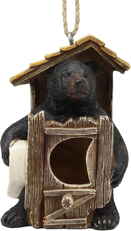 Amazon Com Ebros Wildlife Rustic Black Bear Hut By Outhouse