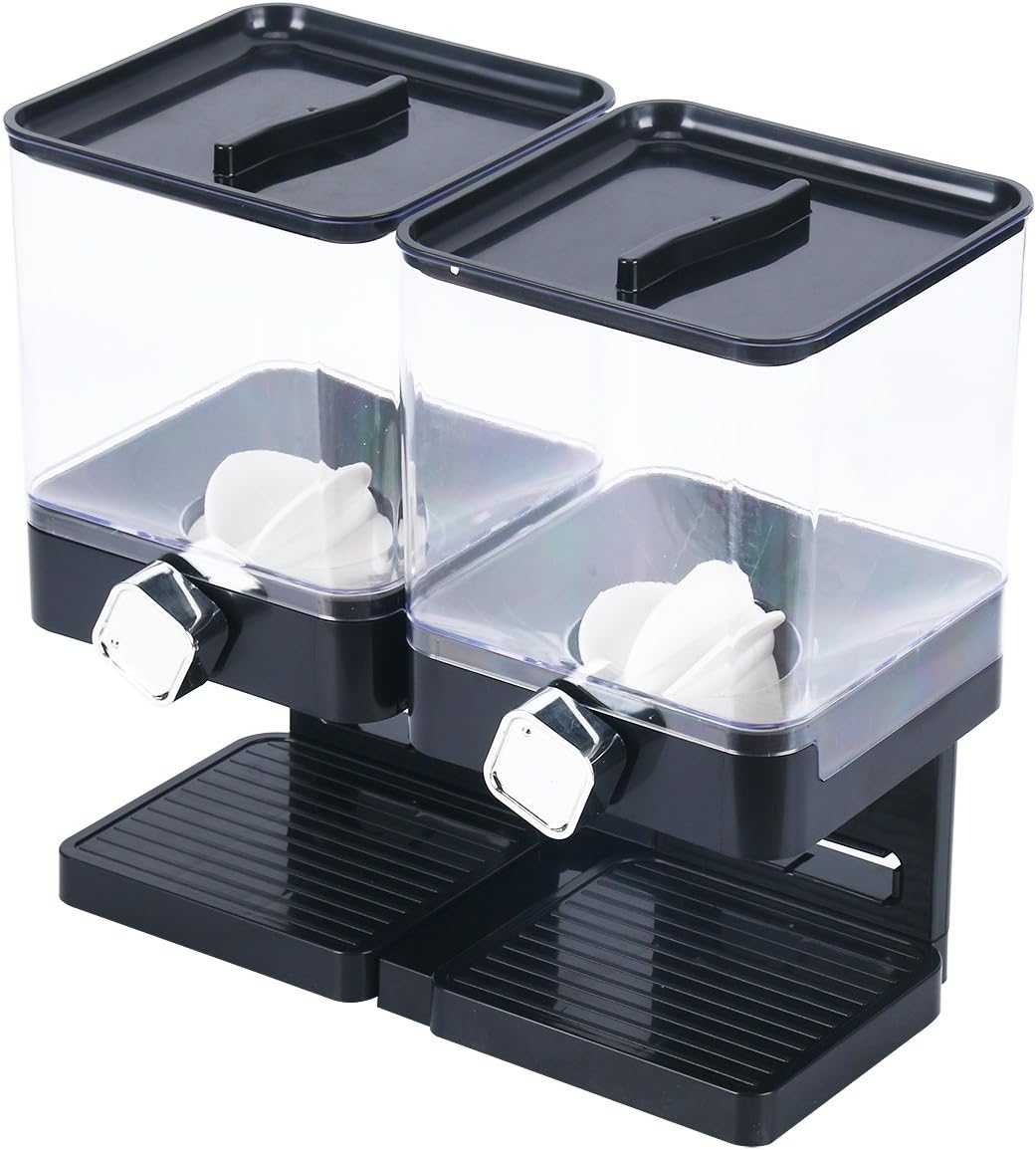 Homend Indispensable Compact Dry Food Dispenser, Dual Control, Dry Food Cereal Dispenser for Cereal Trail Mix Candy Granola Nuts Beans Rice, Black/Chrome: Kitchen & Dining