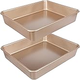 Baking Pan Set of 2, 12.5’’ X 10’’ X 2.4’’ Nonstick Sheet Cake Pan for Christmas Thanksgiving, Durable Cookie Sheets for Baking Lasagna Deep-Dish Pizza Brownies Casseroles, Rose Gold & Easy to Clean