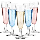 GuanQiao Plastic Champagne Flutes 20 Pack, 5.5 Oz Clear Disposable Plastic Champagne Glasses, Wine Glasses Cups for Wedding Celebration Birthday Party Wine Tasting New Years Eve Party Supplies