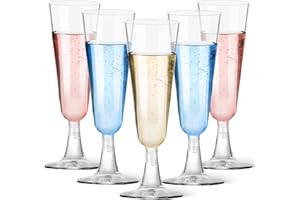 GUANQIAO Plastic Champagne Flutes 20 Pack, 5.5 Oz Clear Disposable Plastic Champagne Glasses, Wine Glasses Cups for Wedding Celebration Birthday Party Wine Tasting New Years Eve Party Supplies