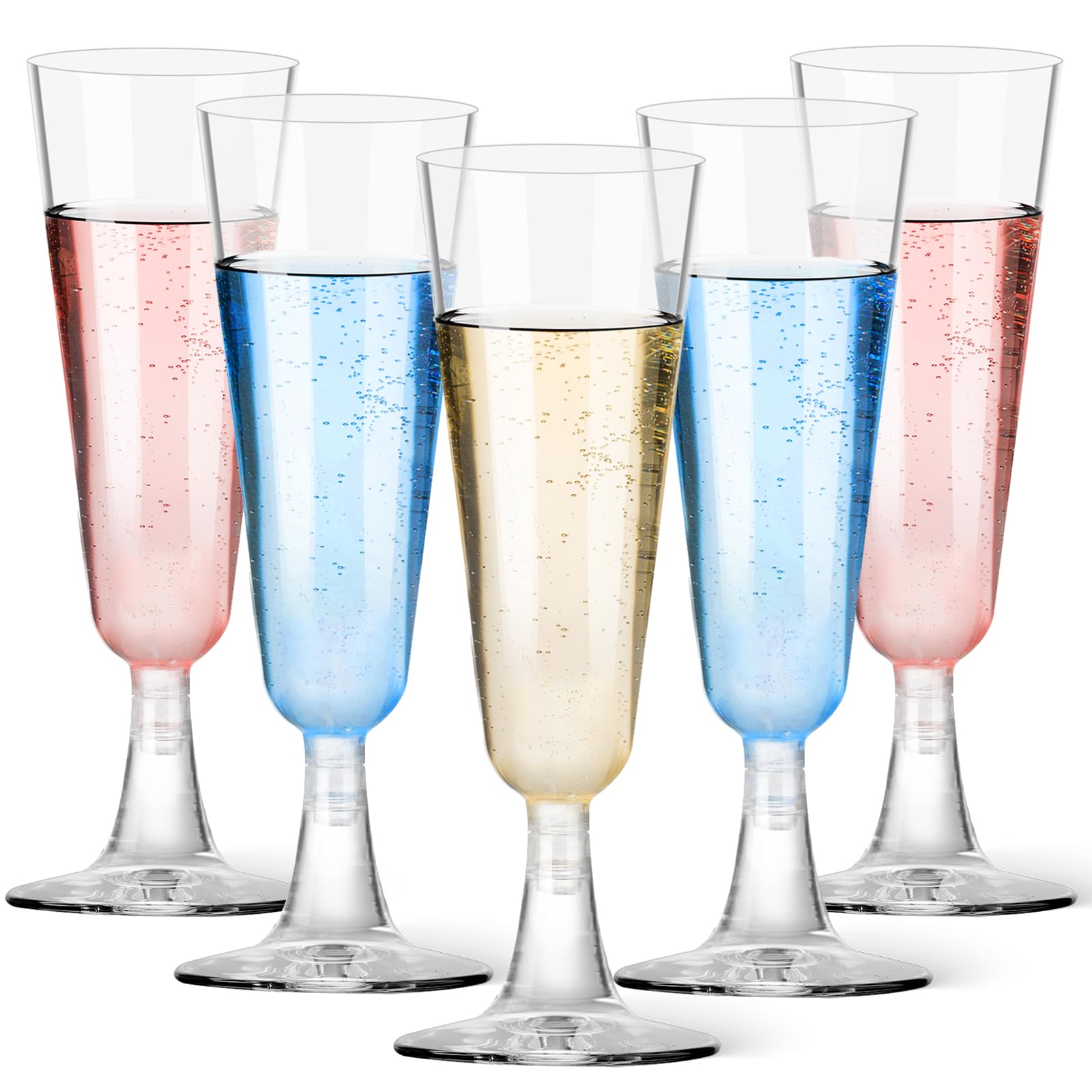 Photo 1 of GuanQiao Plastic Champagne Flutes 20 Pack, 5.5 Oz Clear Disposable Plastic Champagne Glasses, Wine Glasses Cups for Wedding Celebration Birthday Party Wine Tasting New Years Eve Party Supplies