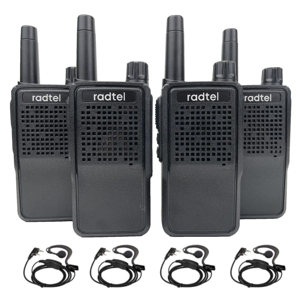 Radtel RT518 PMR446 Rechargeable Walkie Talkie 22 Channels License Free Radio Walky Walky Radio Communication with USB Type Charging for Construction Restaurant Supermarket (4 Pack)