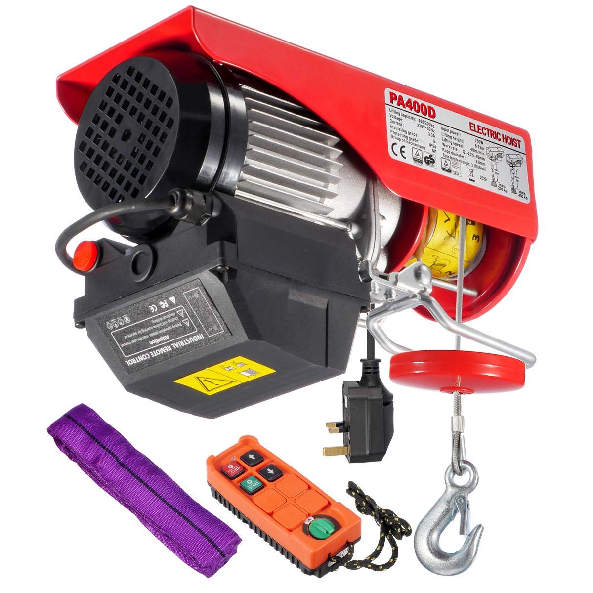 ZincPlated Steel Rope 12m 400kg 880lbs Overhead Electric Hoist Crane