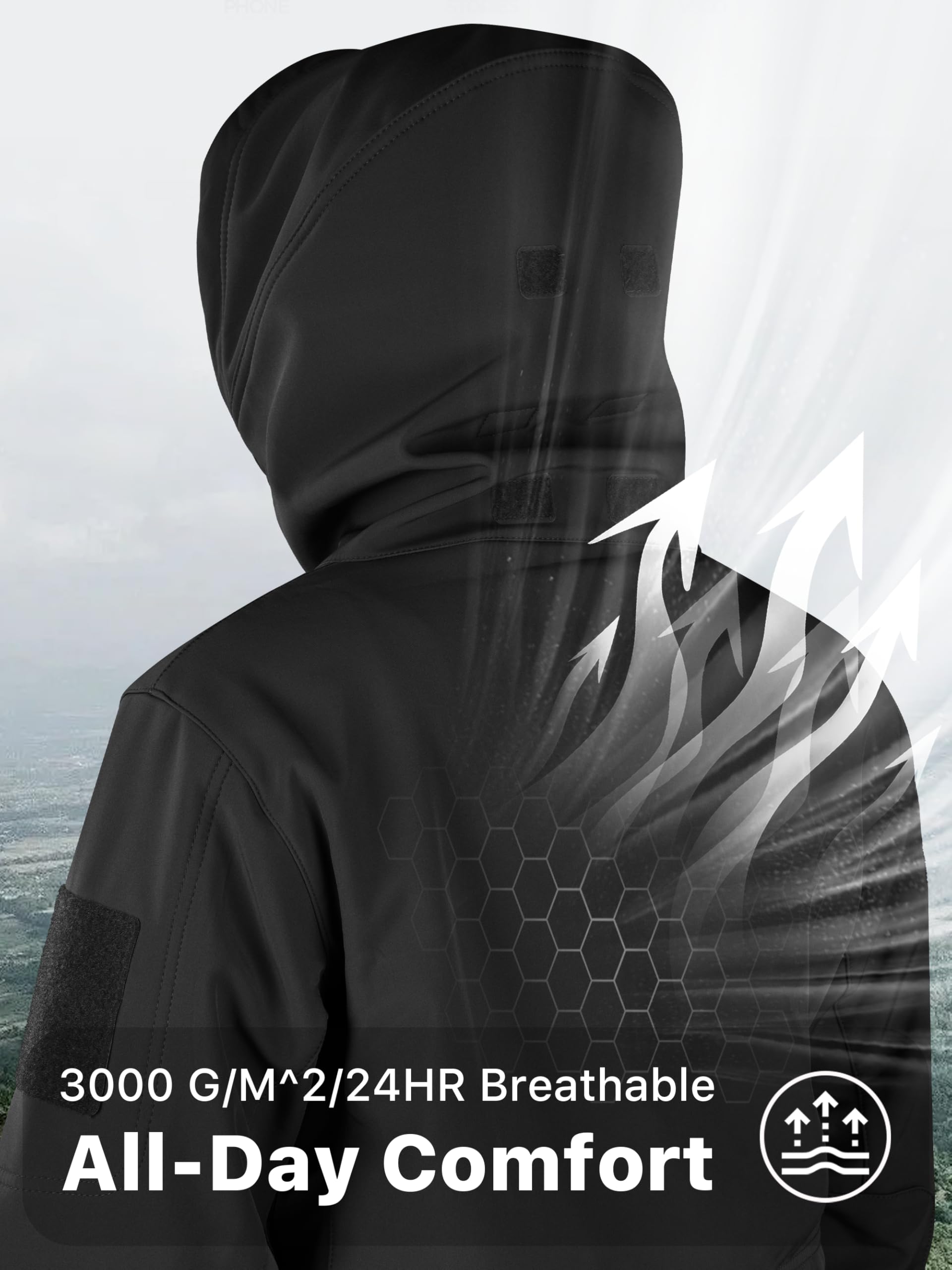 FREE SOLDIER Men's Outdoor Waterproof Soft Shell Hooded Military Tactical Jacket