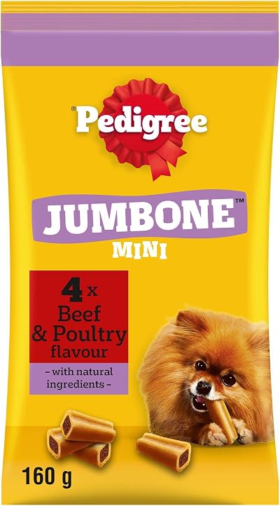 Pedigree Jumbone Mini Dog Treats for Small Dogs Beef Poultry 32 Chews Pack 8