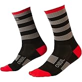 O'NEAL mens Mtb Performance Sock Stripe Black/Gray/Red