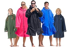 Owntop Swim Parka Surf Poncho for Kids Youth and Adult, Unisex Oversized Bat Wing Hooded Changing Robe Windproof Waterproof