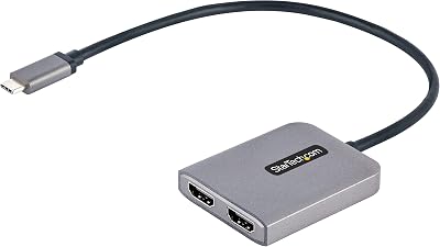 StarTech USB-C to Dual HDMI MST Hub, 4K60Hz, HDR, 12in Cable, Windows Only