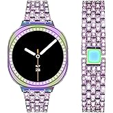 DEALELE Bands and Case Compatible with Samsung Galaxy Watch 8 40mm / 44mm, Bling Rhinestone Diamond Metal Bracelet with Shiny Protective Case Cover Replacement for Women Men
