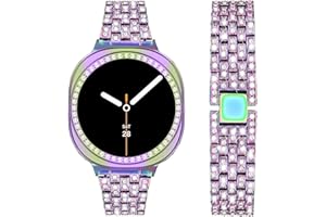 DEALELE Bands and Case Compatible with Samsung Galaxy Watch 8 40mm / 44mm, Bling Rhinestone Diamond Metal Bracelet with Shiny Protective Case Cover Replacement for Women Men