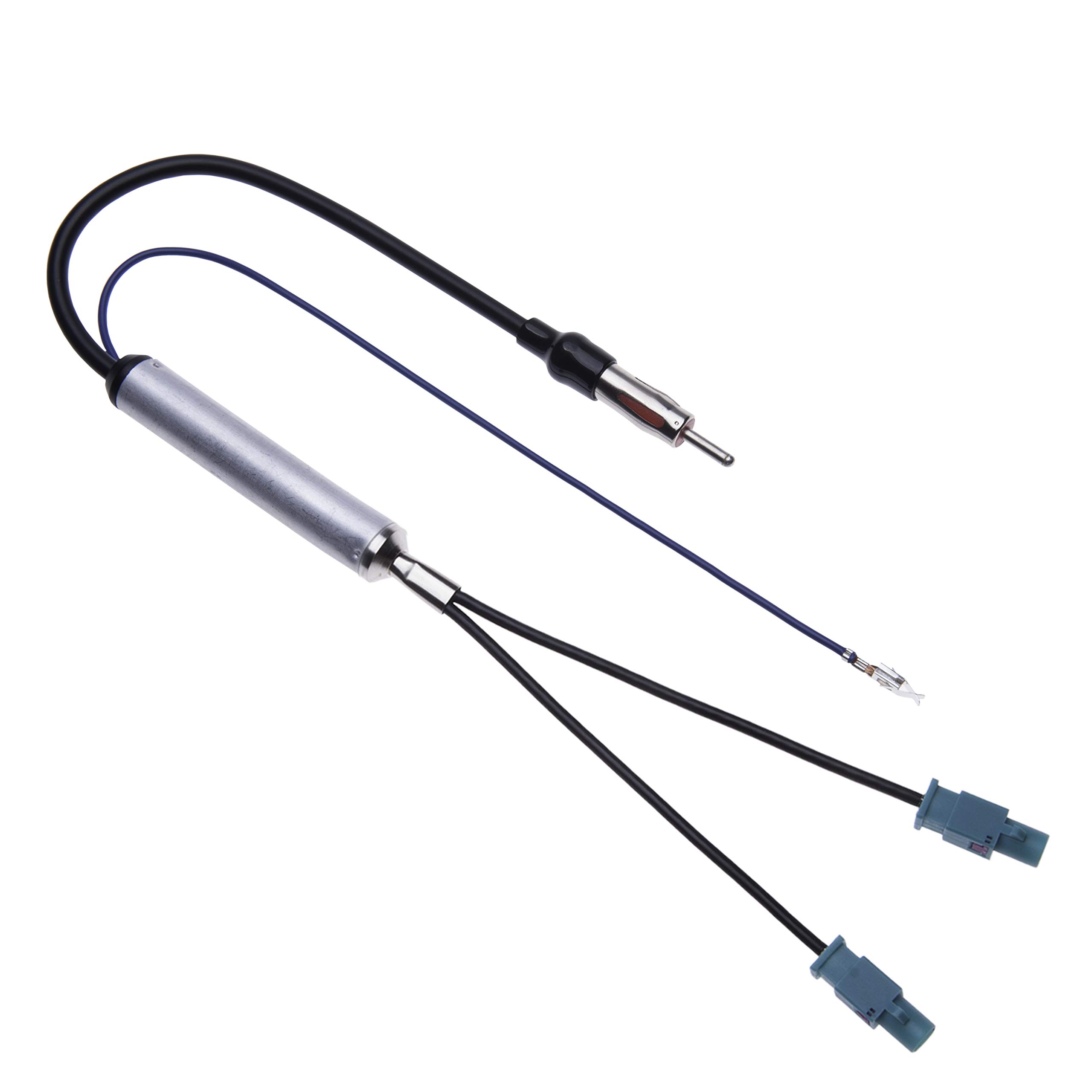 Dual Fakra Antenna Adapter & Diversity System Vehicle Aerial Stereo Aftermarket Radio Amplified Antenna Adaptor Compatible with Audi TT, Beetle, Jetta, Tiguan, Passat (Dual Fakra Plug to Radio Male)