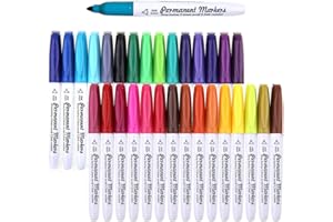 EATSMART Permanent Marker, 30 Colors Fine Point Permanent Markers, Works Well On Paper, Canvas, Fabric, Crafts,Glass,Metal,Wood Good for Painting, Coloring and Doodling by Smart Color Art