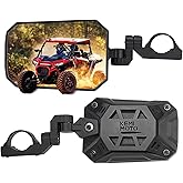 KEMIMOTO UTV Side Mirrors, One Mirror Two Purposes 8" x 5.3" Wide View for 1.65-2 inch Roll bar Compatible with Polaris RZR/Can Am X3/Pioneer/Talon/Teryx/CFMOTO Tool-free Multi-Adjustment Fit Big UTV