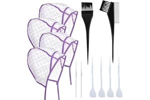 Bewudy Hair Highlighting and Coloring Kit with 12 Frosting Caps, Hooks for Salon Dyeing and Hairdressing (Purple)