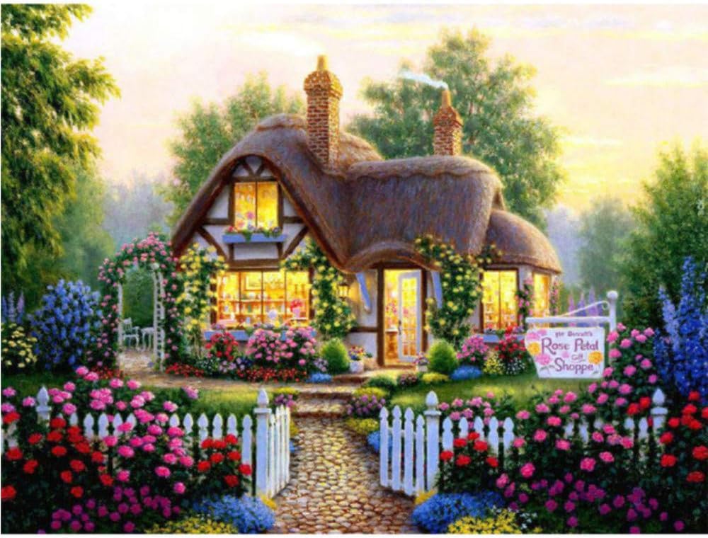 Jigsaw Puzzle 1000 Piece Romantic Garden Wooden House Classic Puzzle DIY Kit Wooden Toy Unique Gift Home Decor