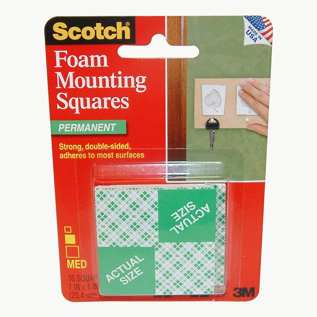 Scotch Indoor Double-Sided Mounting Squares (111S-SQ): 1 in. x 1 in. (White) / 16-Squares