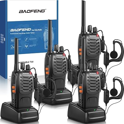 Winmoom Long Range Walkie Talkies 4 Pack 16 Channels VOX LED Light