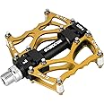 ROCKBROS Mountain Bike Pedals MTB Pedals CNC Non-Slip Lightweight Aluminum Alloy Bicycle Pedals Sealed Bearings Bicycle Platform Pedals 9/16" BMX Road Bike Pedal