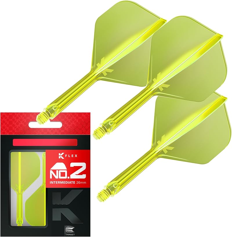 Target Darts K-Flex Integrated Flights & Shafts No2 Yellow Pack of 3