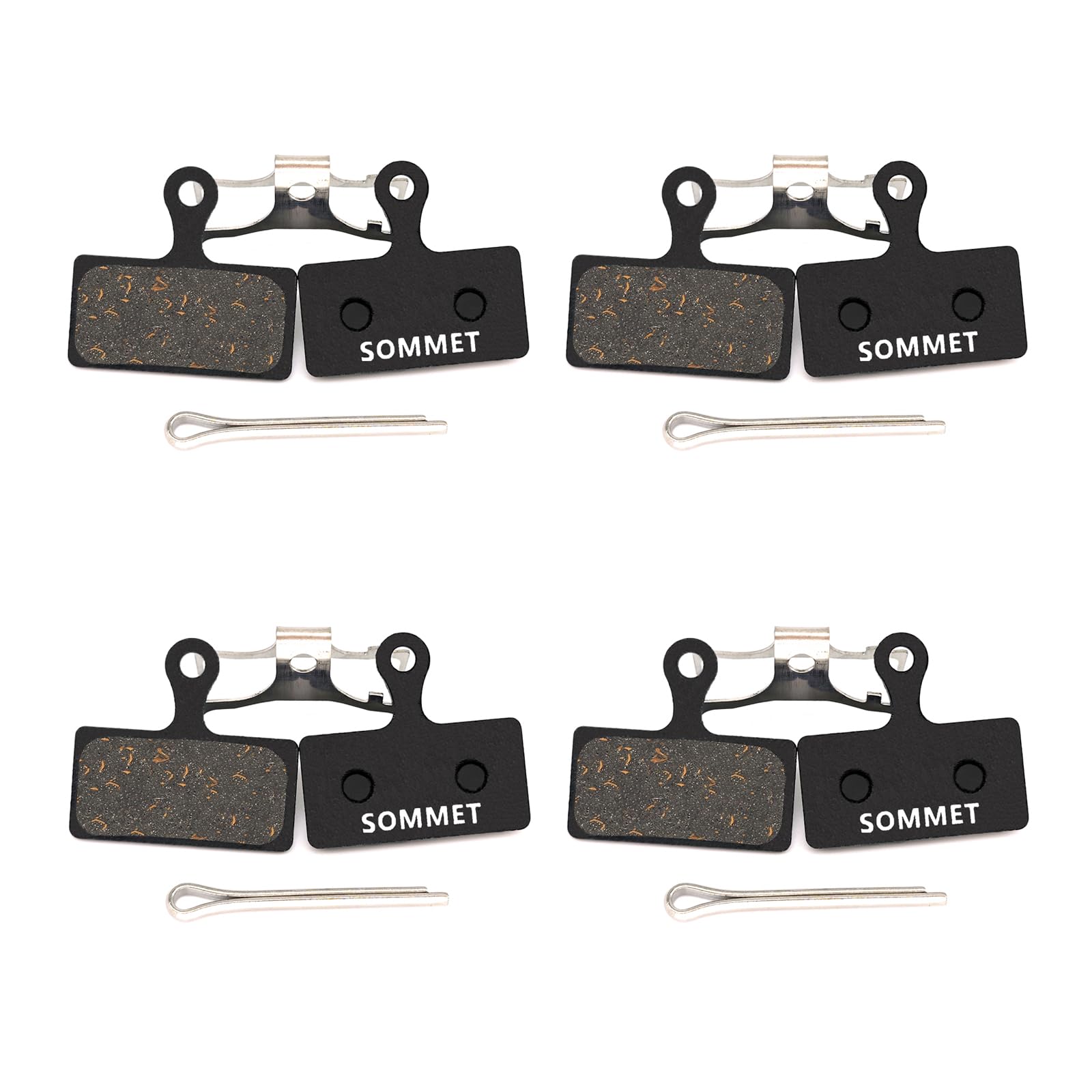 SOMMET 4 pairs Semi-Metallic Brake Pads fit for XT M785 M8000 Saint BR-M820 XTR M960 M985 M987 M988 M9000 M9020 Deore M610 M615 M6000 SLX M666 M675 M7000 RS785 RS685