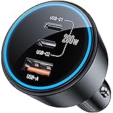 USB C Car Charger Fast Charging 200W, Dual PD 100W Type C Car Charger, PD3.0/QC4.0/PPS Cigarette Lighter Adapter for iPhone 16/15/14/13/12, Galaxy S22/S21 Ultra, MacBook, Laptop etc