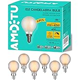 AMDTU 40W E12 Frosted Globe LED Bulbs, 2700K Warm White Dimmable Candelabra Base, Eye-Comfort Technology, Flicker-Free Decora