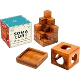 BSIRI Soma Puzzle Cube Wooden Toy Brain Teaser Desk Board Games Adults Master Block Christmas Mind Magic Benders Wood Hand Cube Family Teens Classic