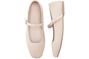 Soesyi Knit Flats for Women Square Toe Flats Casual Ballet Flats with Ankle Strap,Mary Jane Shoes Women Comfortable for Dressy Office