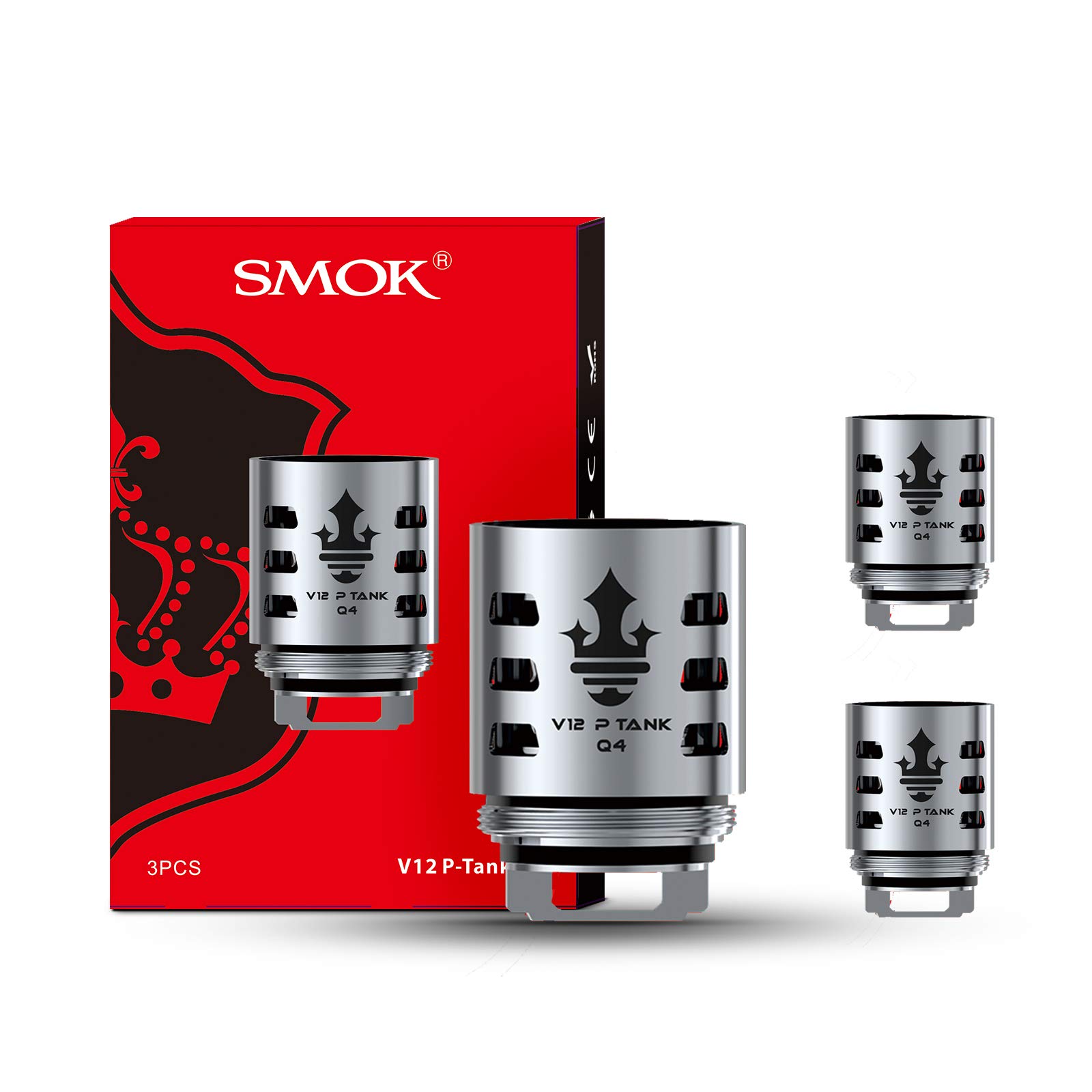 SMOK V12 Prince Q4, 0.4 Ohm, Replacement Coils, Works With X-Priv Kit, TFV12 Prince Tank, TFV12 P-Tank, SMOK Vaping Coils, Pack of 3, No Nicotine