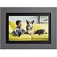 Simply Smart Home Photoshare 8” WiFi Digital Picture Frame, Send Pics from Phone to Frames, 8 GB, Holds 5,000+ Photos, HD Touchscreen, Grey Wood Frame, Easy Setup, No Fees