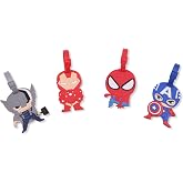 4 Pcs Set Super Heroes Silicone Travel Luggage Baggage Identification Labels ID Tag for Bag Suitcase Plane Cruise Ships with Belt Strap