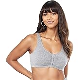 Bestform 5006014 Comfortable Unlined Wireless Cotton Stretch Sports Bra with Front Closure