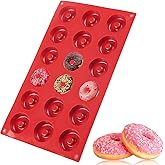 Hraulc Mini Donut Pan, 18 Cavity Silicone Donut Pan for Baking, Non-Stick & Heat Resistant Peach Ring Mold for for Cake Donut