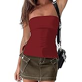 MISSACTIVER Women Y2K Strapless Backless Tube Tops Sexy Off Shoulder Side Split Bandeau Going Out Tank Tops