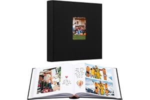 Aevdor 4x6 Photo Album with Writing Space Holds 240 4x6 Photos or 120 5x7 Photos, Linen Cover Acid Free Pages 4x6 Photo Book, Photo Album 4x6 5x7 with Memo for Family Wedding Baby Kid Pictures, Black