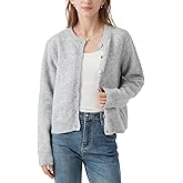 Topdear Cropped Cardigan Sweaters for Women, Open Front Long Sleeve Crop Knit Sweater for Dresses, for Jeans, XS to XL, Grey