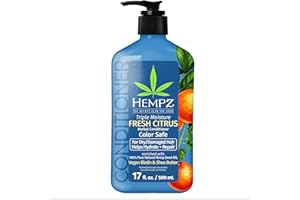 Hempz Biotin Conditioner - Triple Moisture Fresh Citrus - Peach & Grapefruit - For Growth & Strengthening of Dry, Damaged and Color Treated Hair, Hydrating, Softening, Moisturizing - 17 Fl OZ