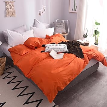 Bettbezug 220 X240 Baumwolle Weiss Blau Orange Braun Grau Komfortable Mode Modern Stil Einfache Bettwasche Zubehor Deko Zimmer Haus Von Kati Way Orange Amazon De Kuche Haushalt