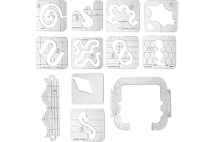 YICBOR Free Motion Quilting Template Set with Quilting Frame for Domestic Sewing Machine #FMQ Grip 5