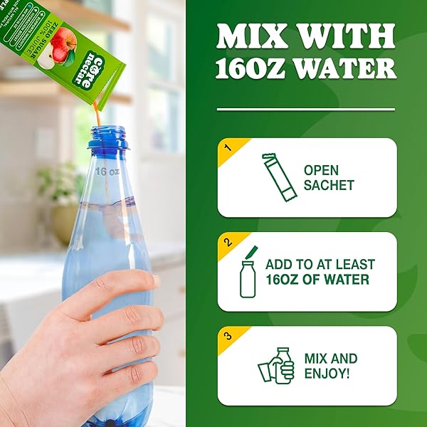SUGAR FREE APPLE JUICE MADE WITH 100% JUICE; WORLD’S FIRST REAL APPLE JUICE WITH ALL SUGAR REMOVED FROM FRUIT; LIQUID & EASY TO DISSOLVE JUICE PACKS THAT SUPPORTS IMMUNITY & HYDRATION; 10 CT.