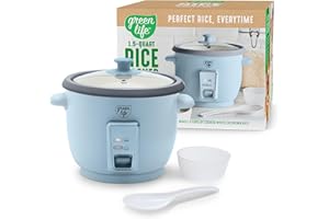 GreenLife Electric Rice Cooker, 3-Cups Uncooked/6-Cups Cooked, Removable PFAS-Free Nonstick Pot, One-Switch Design, Auto Keep