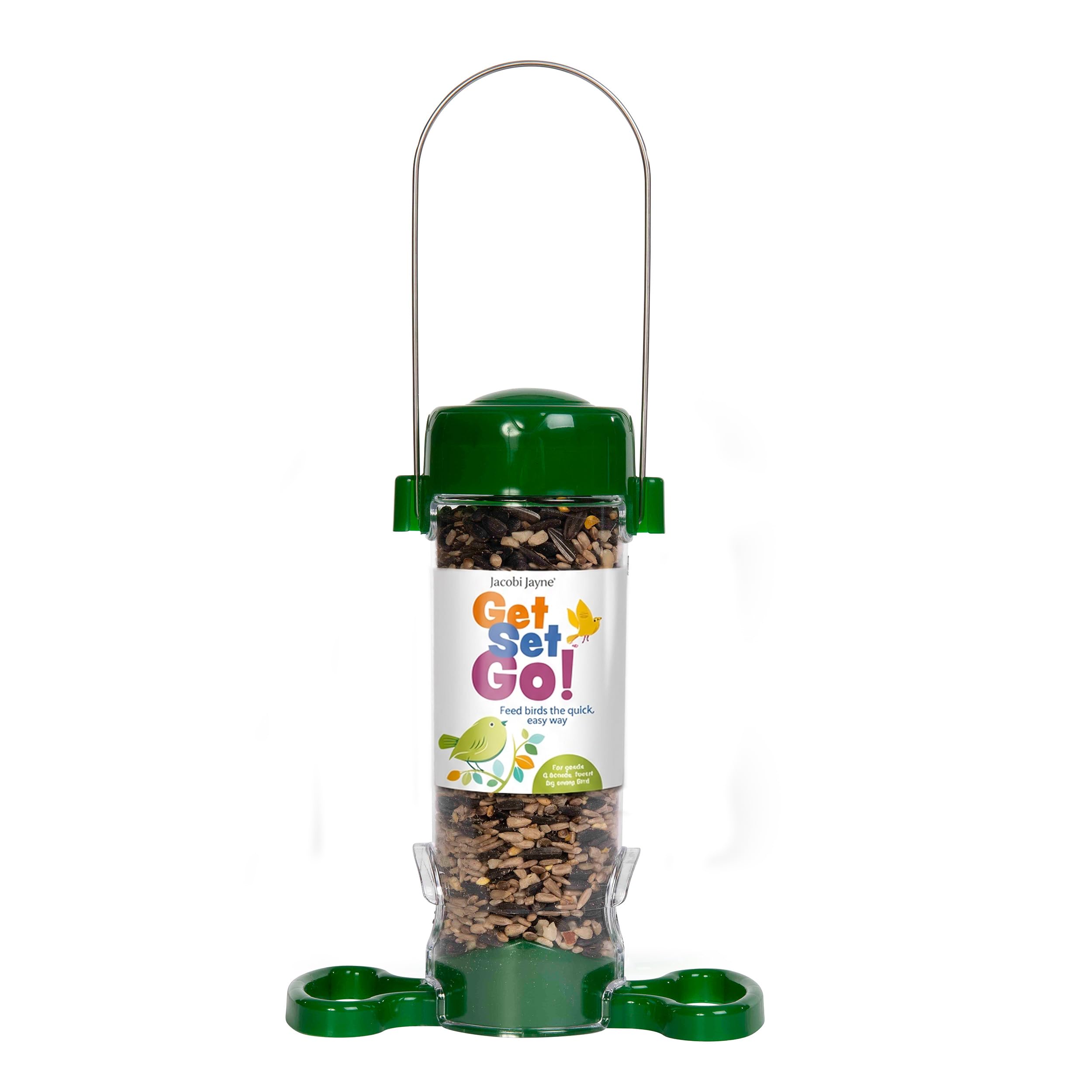 Bird Feeders Hanging Garden Bird Feeder - Jacobi Jayne® Get Set Go™ Hanging Seed Feeder For Wild And Garden Birds - Easy Clean Birdfeeder Perfect For Seed Blends And Bird (For Seed, Pack Of 1)
